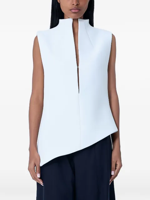 KHAITE asymmetric hem collared top