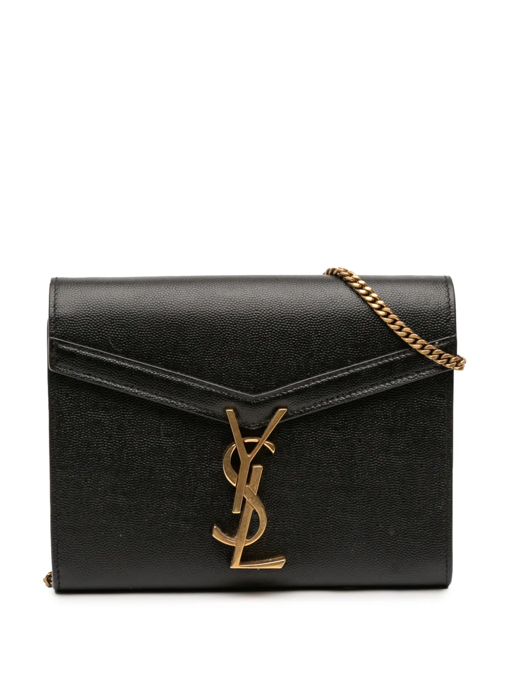 Saint Laurent Pre-Owned Borsa a tracolla Cassandra in pelle Grain de poudre con monogramma e catena 2013-2025 - Nero