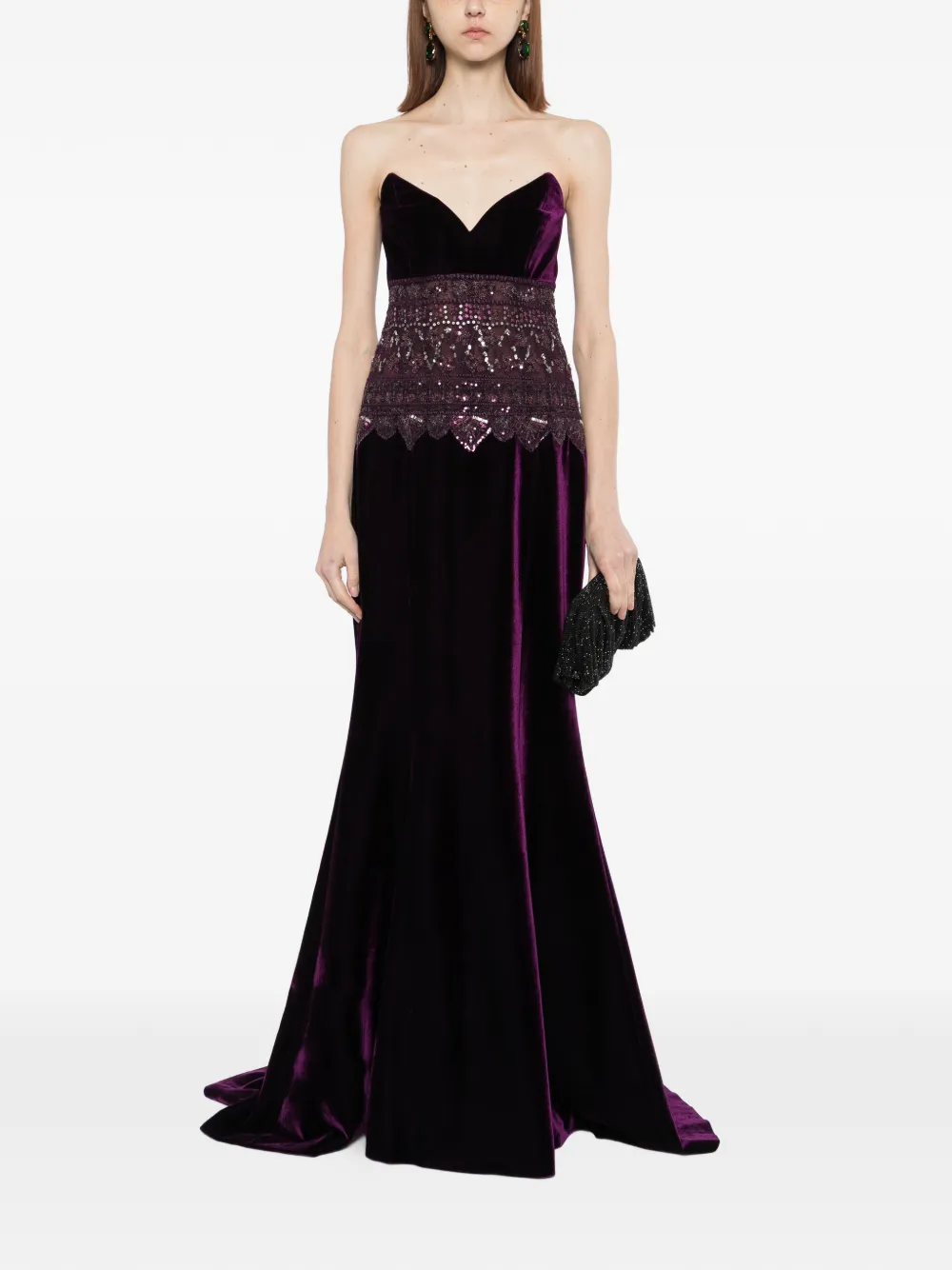 Saiid Kobeisy Strapless jurk met geborduurd detail Paars