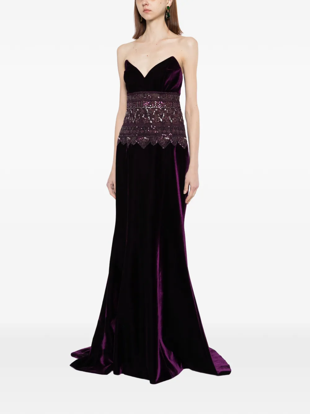 Saiid Kobeisy Strapless jurk met geborduurd detail Paars