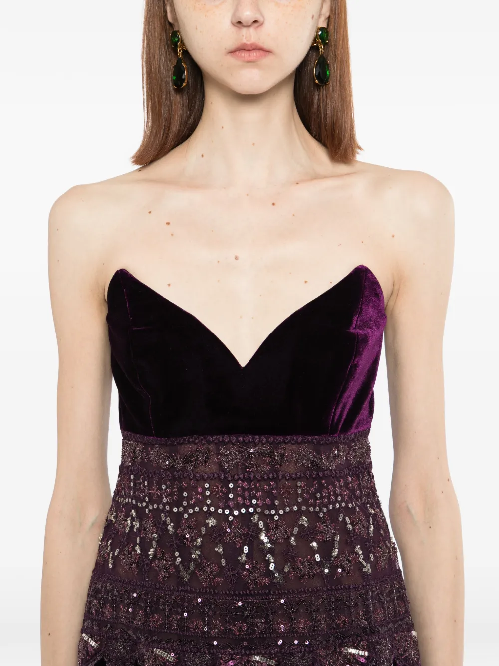 Saiid Kobeisy Strapless jurk met geborduurd detail Paars