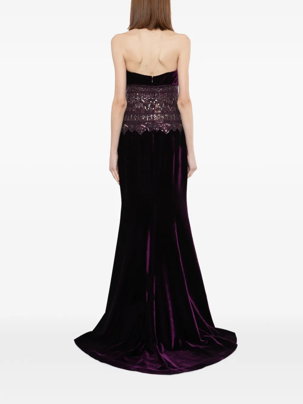Saiid Kobeisy Strapless jurk met geborduurd detail Paars