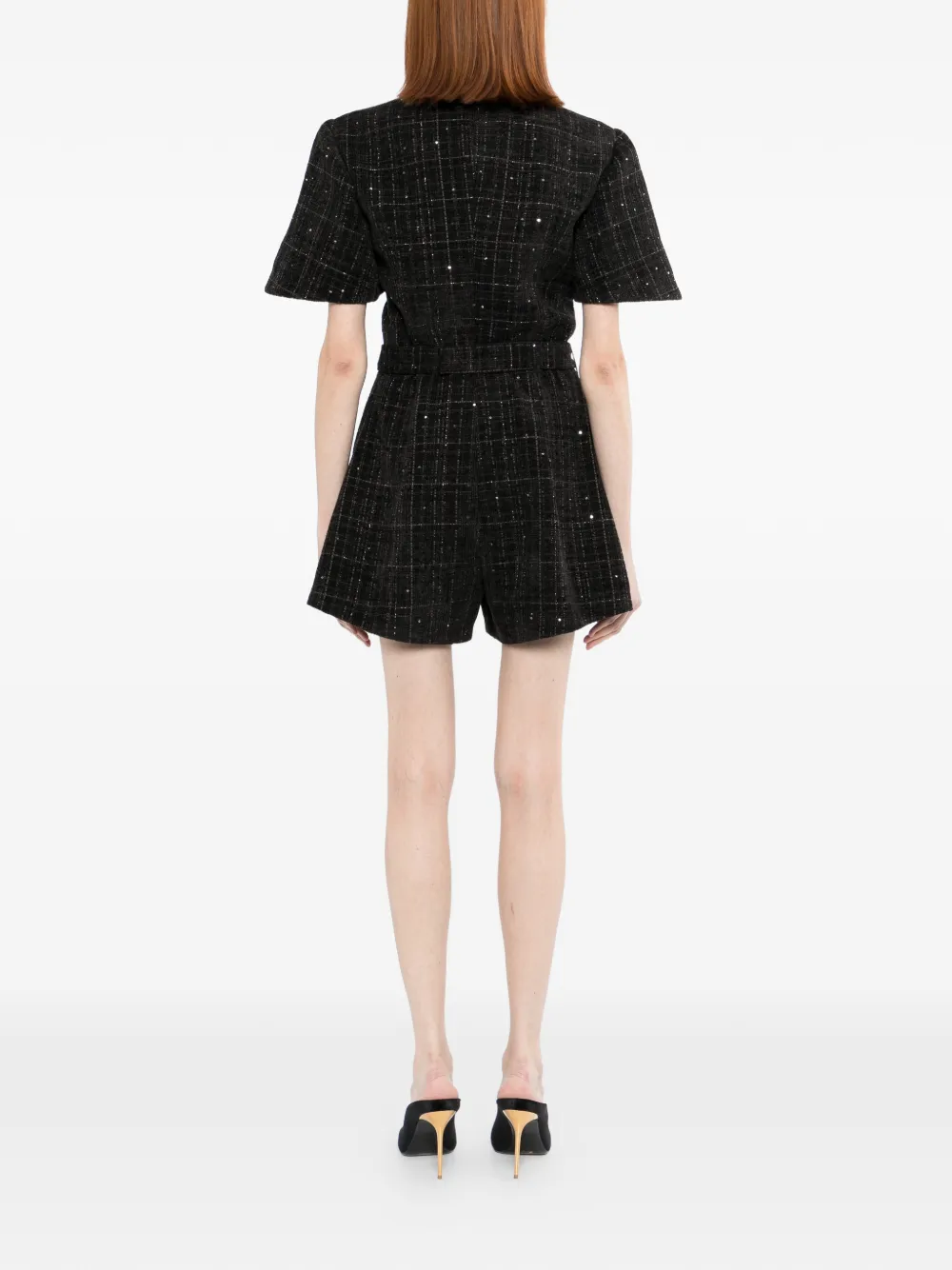 Saiid Kobeisy Tweed korte jumpsuit Zwart
