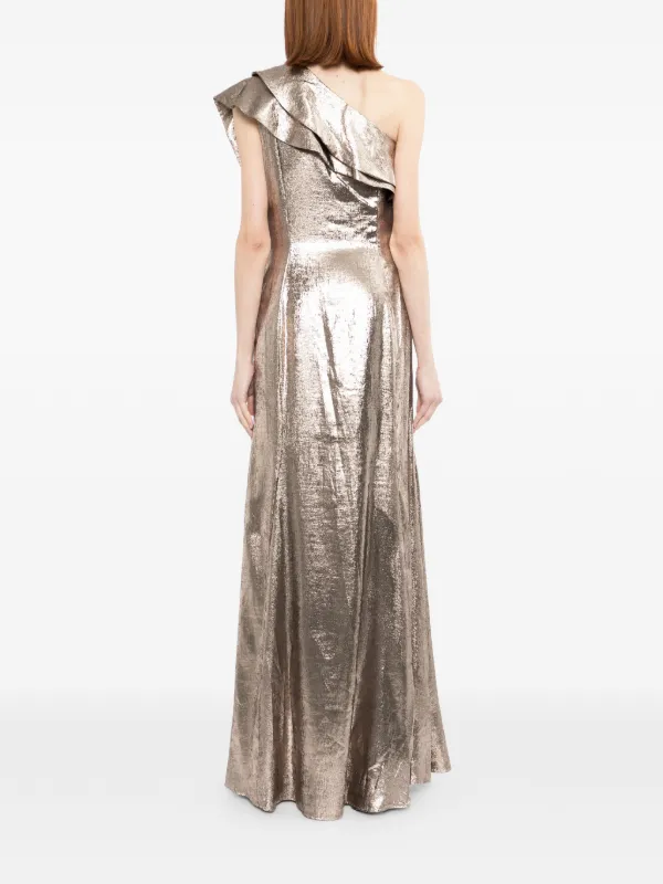 Saiid Kobeisy Embellished one-shoulder Lamé Dress | Gold