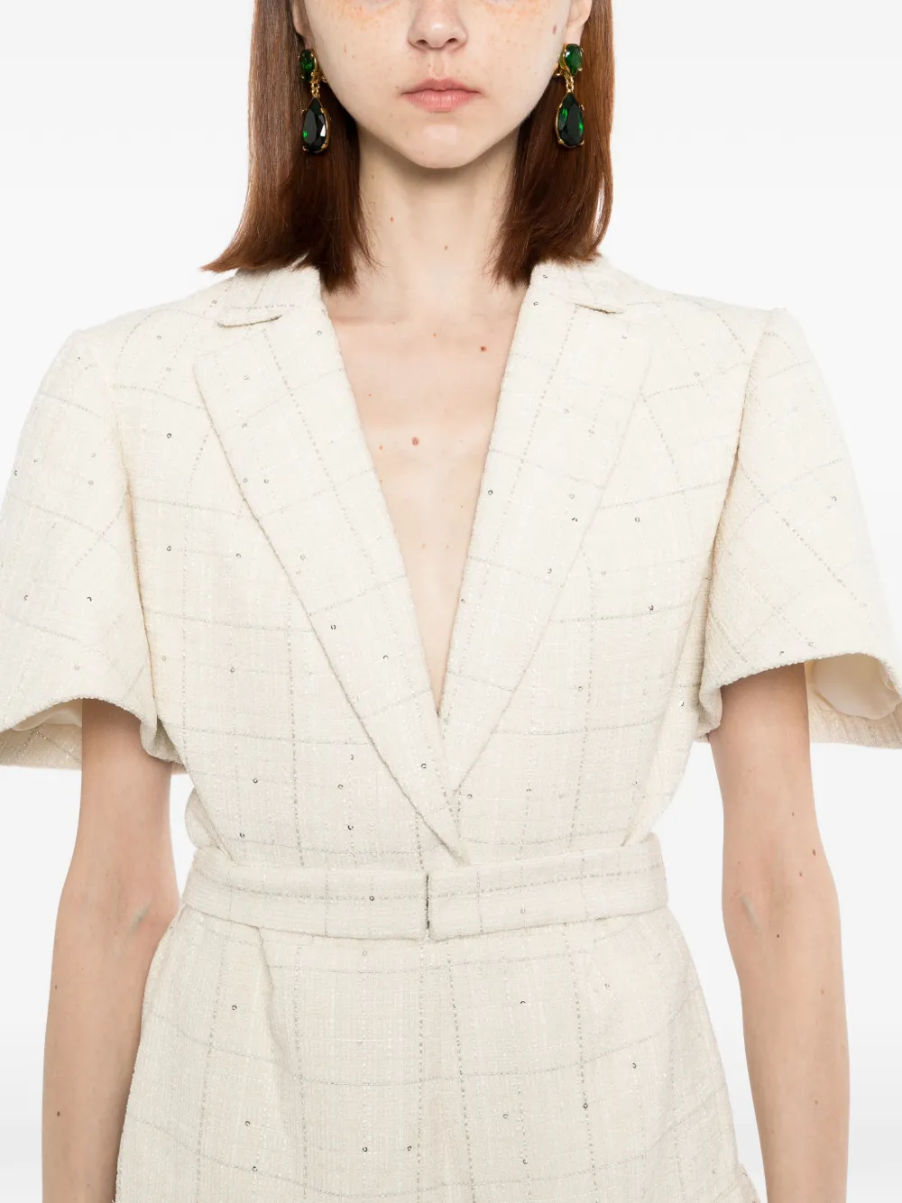 Saiid Kobeisy Tweed korte jumpsuit Beige