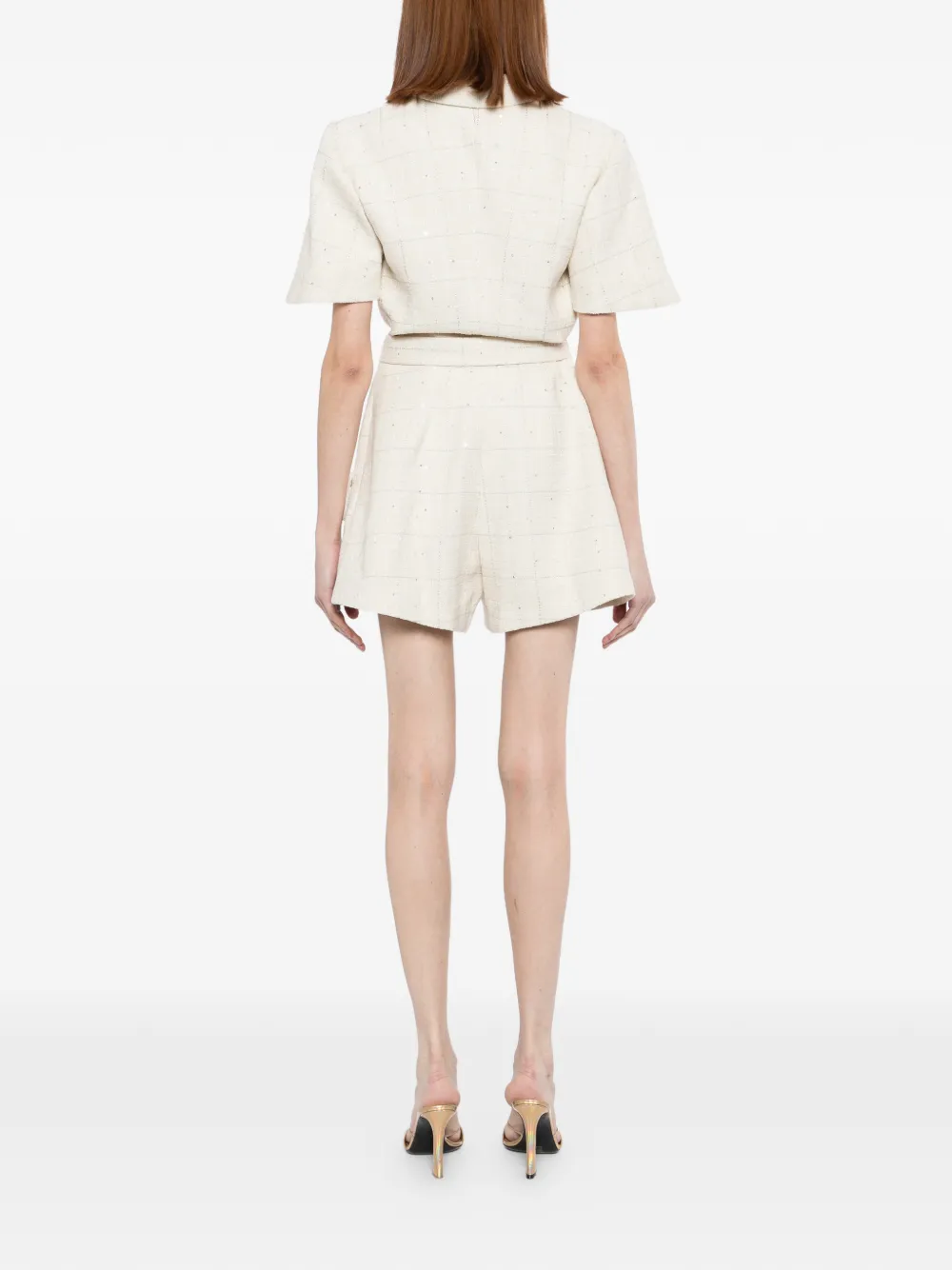 Saiid Kobeisy Tweed korte jumpsuit Beige