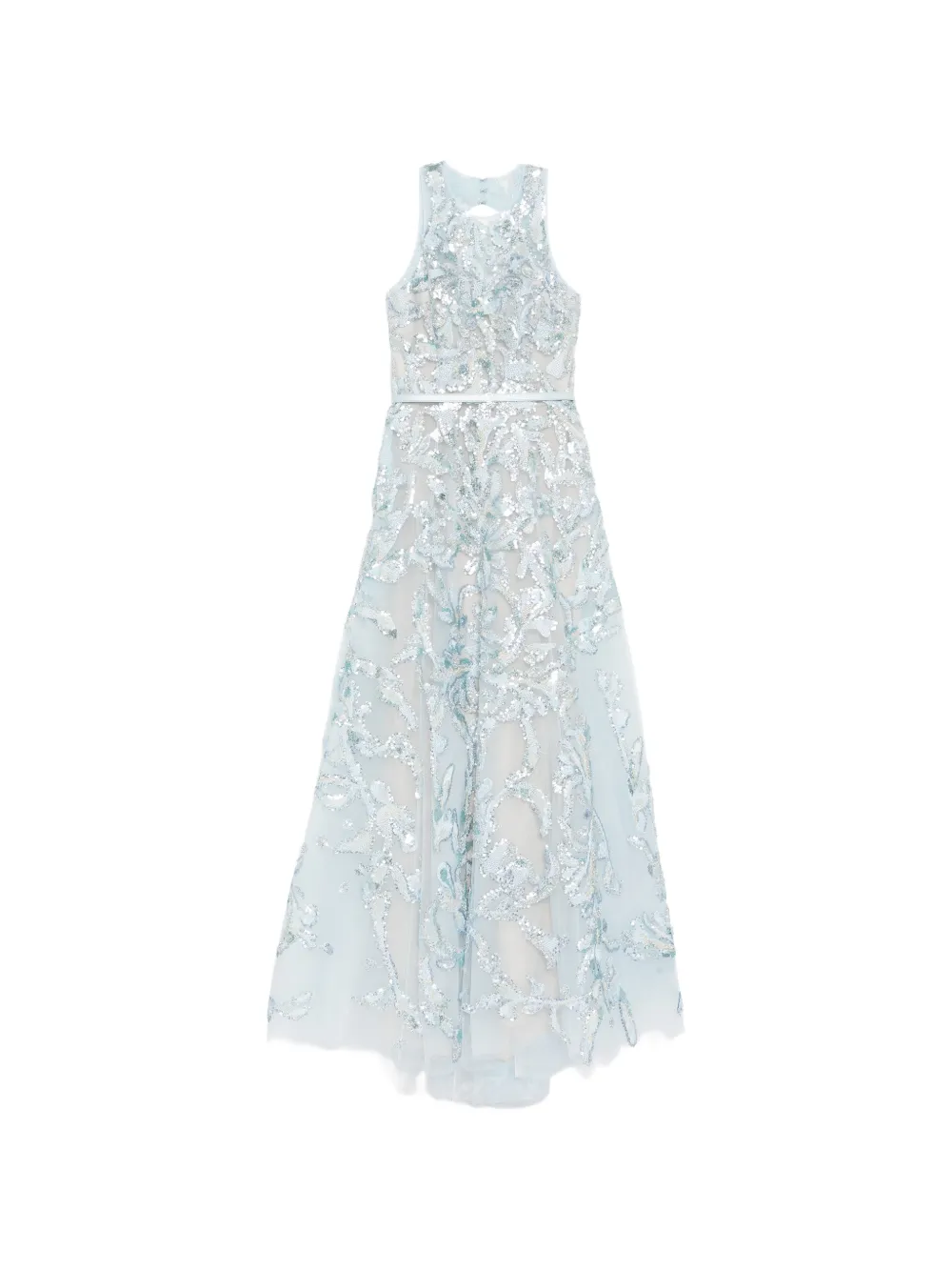 Saiid Kobeisy embroidered tulle long dress - Blu