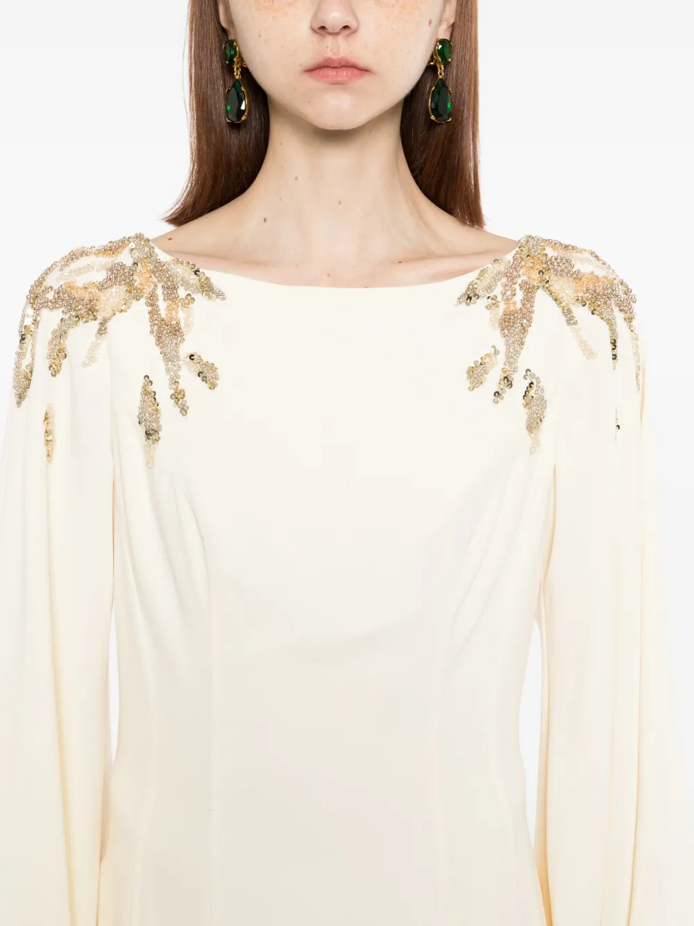 Saiid Kobeisy Verfraaide crêpe tuniek Beige