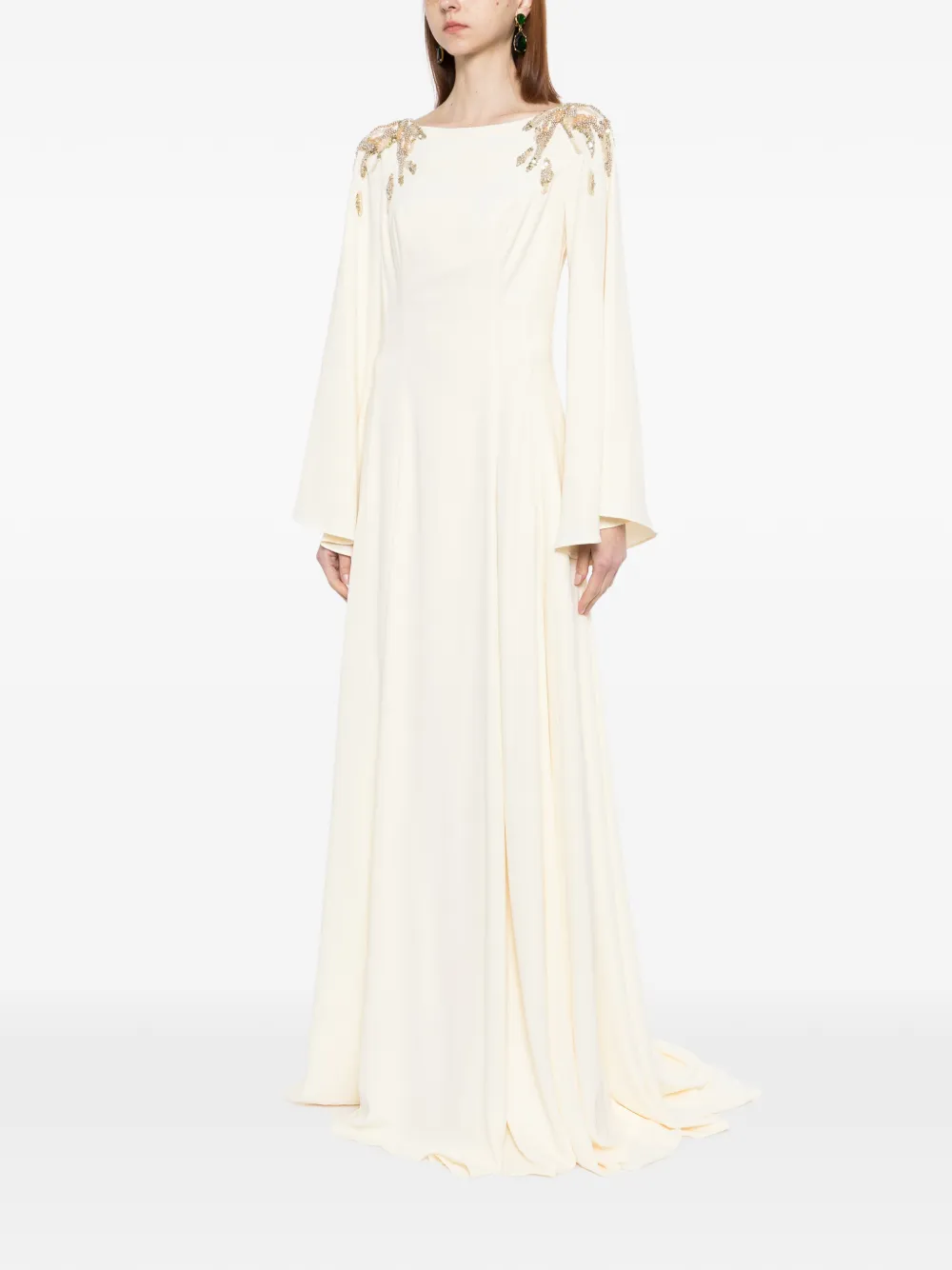 Saiid Kobeisy Verfraaide crêpe tuniek Beige