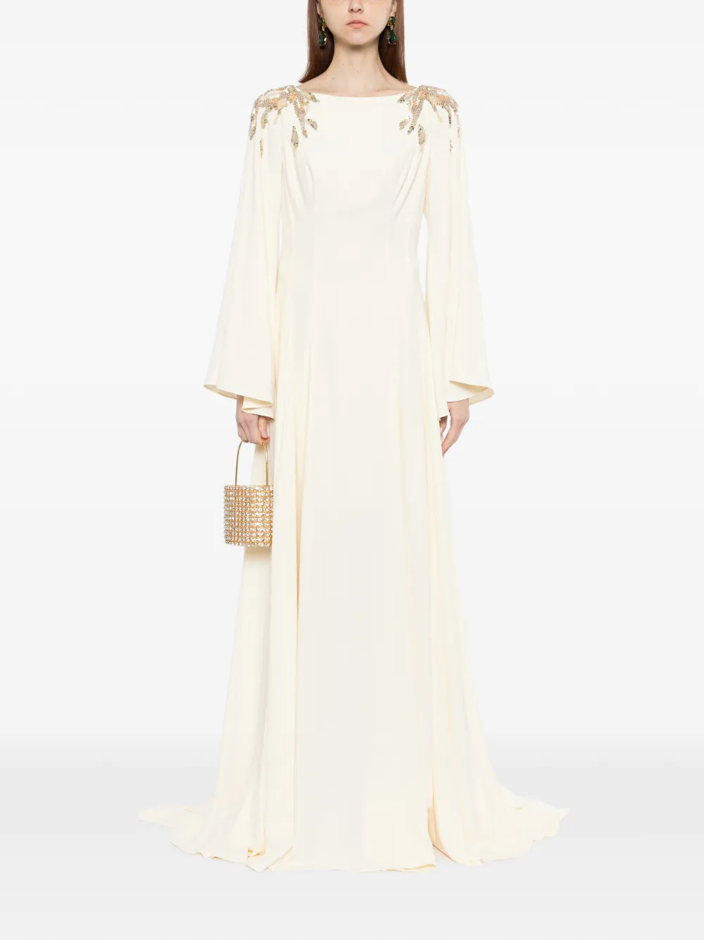 Saiid Kobeisy Verfraaide crêpe tuniek Beige