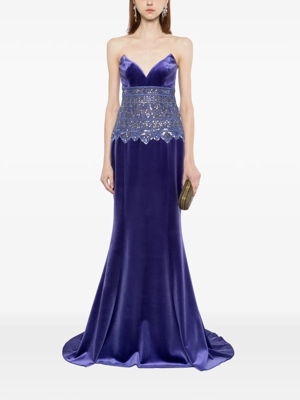 Saiid Kobeisy Strapless jurk met geborduurd detail Paars