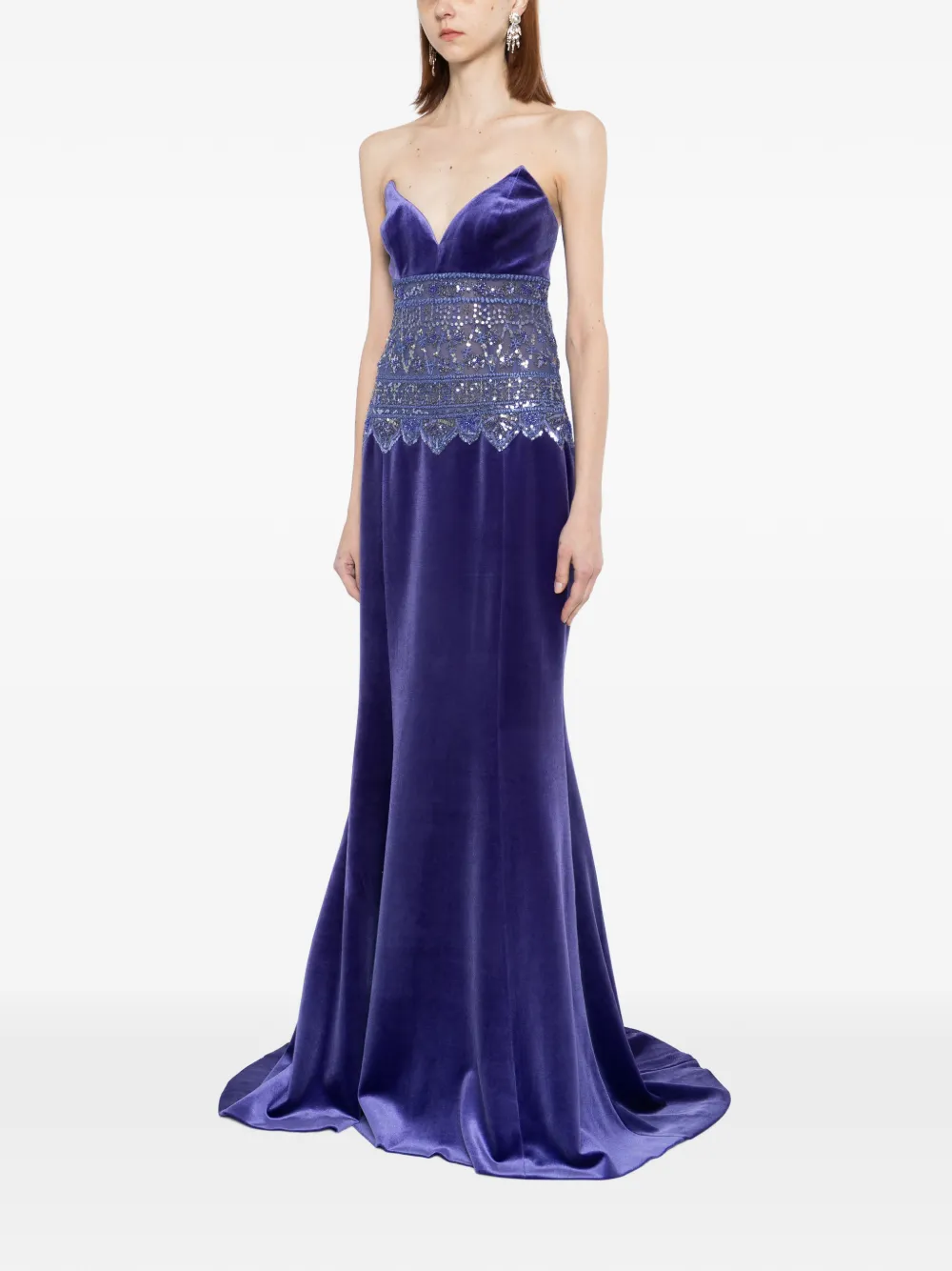 Saiid Kobeisy Strapless jurk met geborduurd detail Paars
