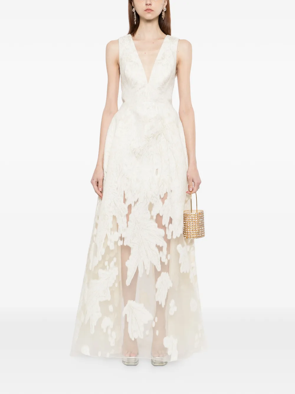 Saiid Kobeisy Brocade jurk Beige