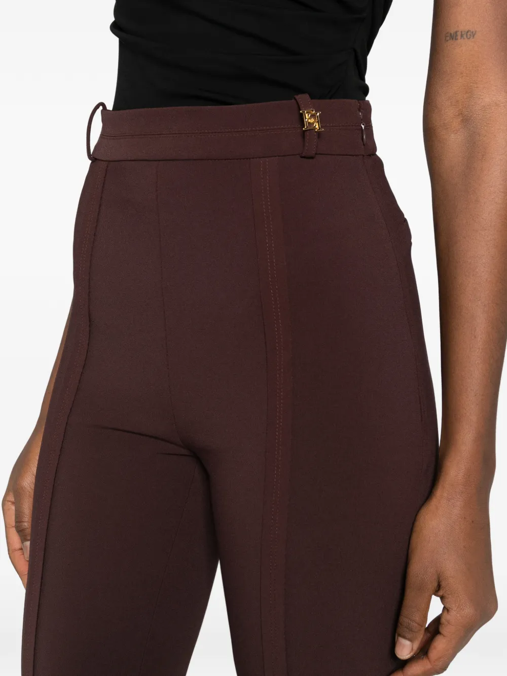 Elisabetta Franchi Crêpe flared broek Bruin