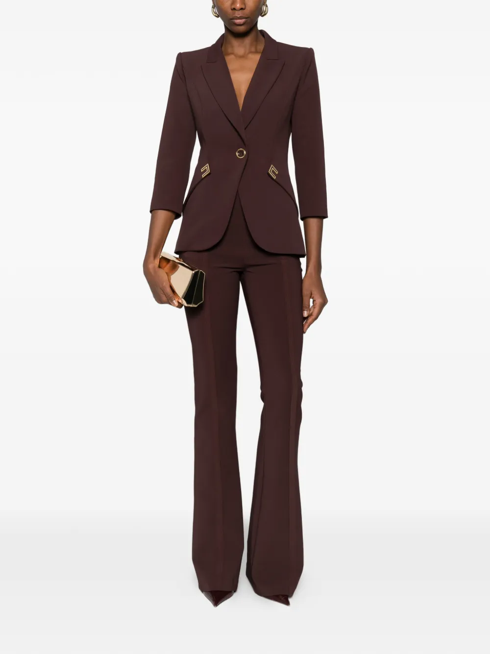 Elisabetta Franchi Crêpe flared broek Bruin