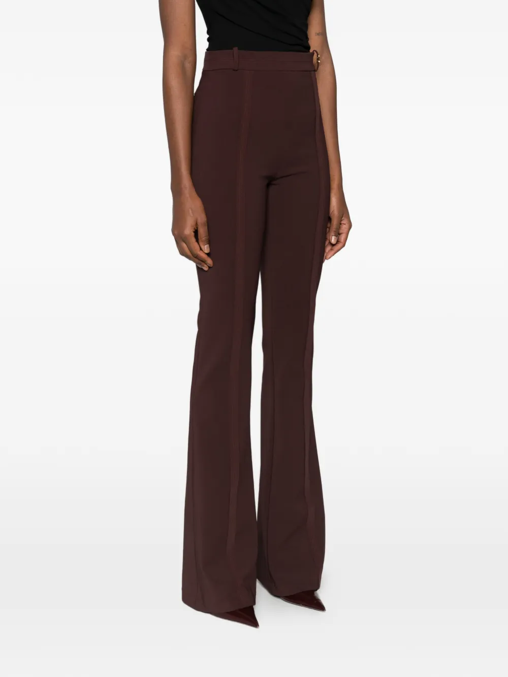 Elisabetta Franchi Crêpe flared broek Bruin