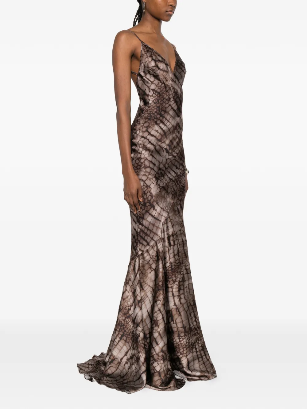 Elisabetta Franchi Geplooide maxi-jurk Bruin