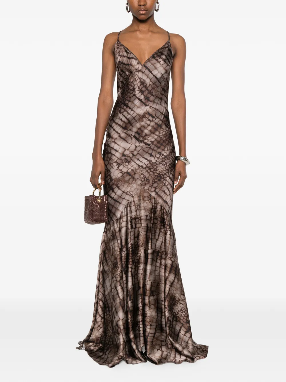 Elisabetta Franchi Geplooide maxi-jurk Bruin
