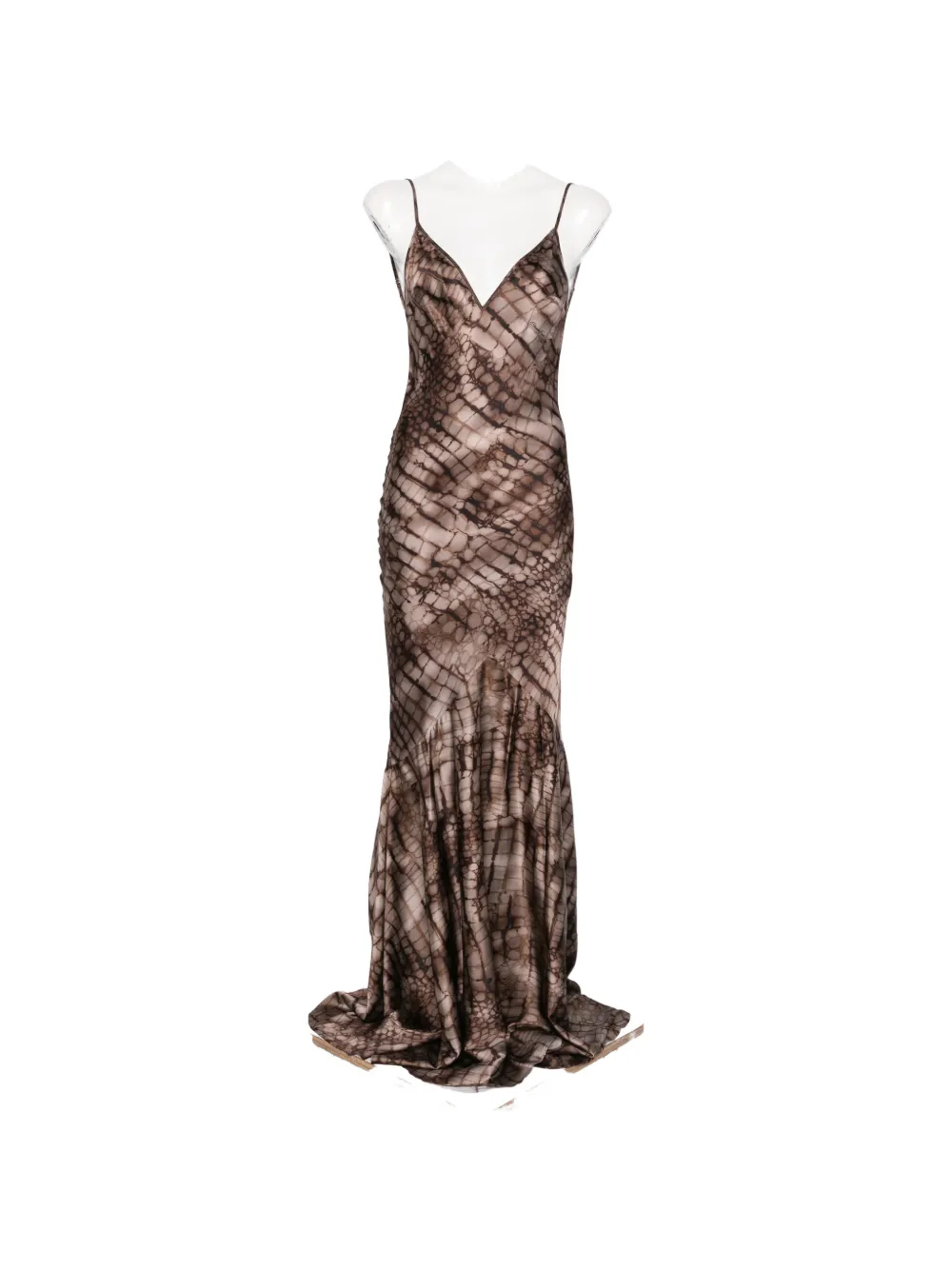 Elisabetta Franchi V-neck printed maxi dress - Marrone