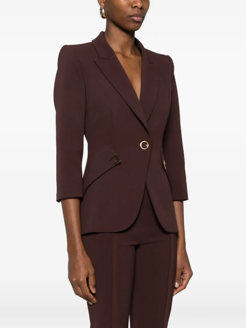  Elisabetta Franchi Crepe Blazer - Brown 