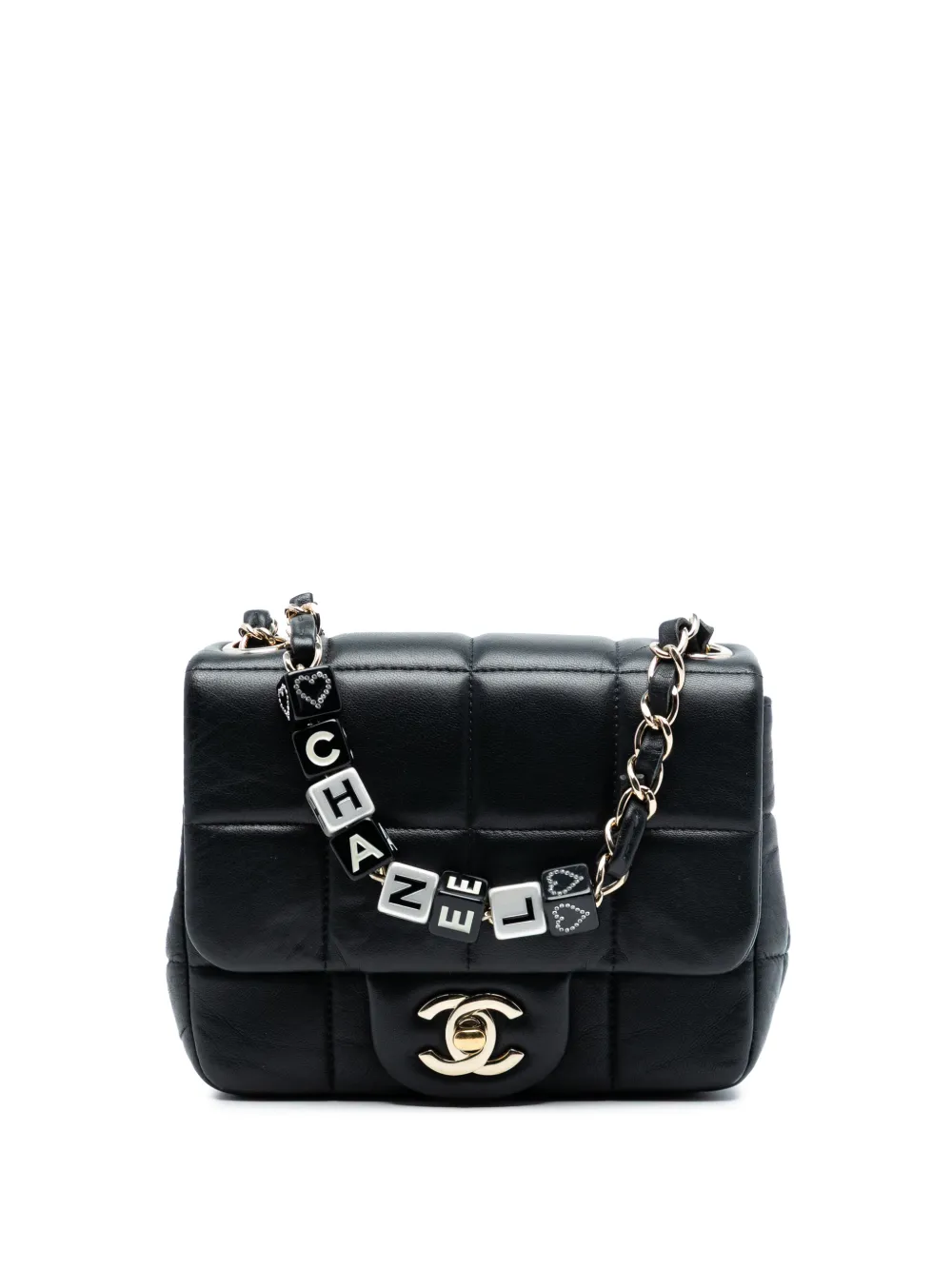 CHANEL Pre-Owned Borsa a tracolla Monacoco mini in pelle di agnello con dettagli in resina e cristalli 2021-2025 - Nero