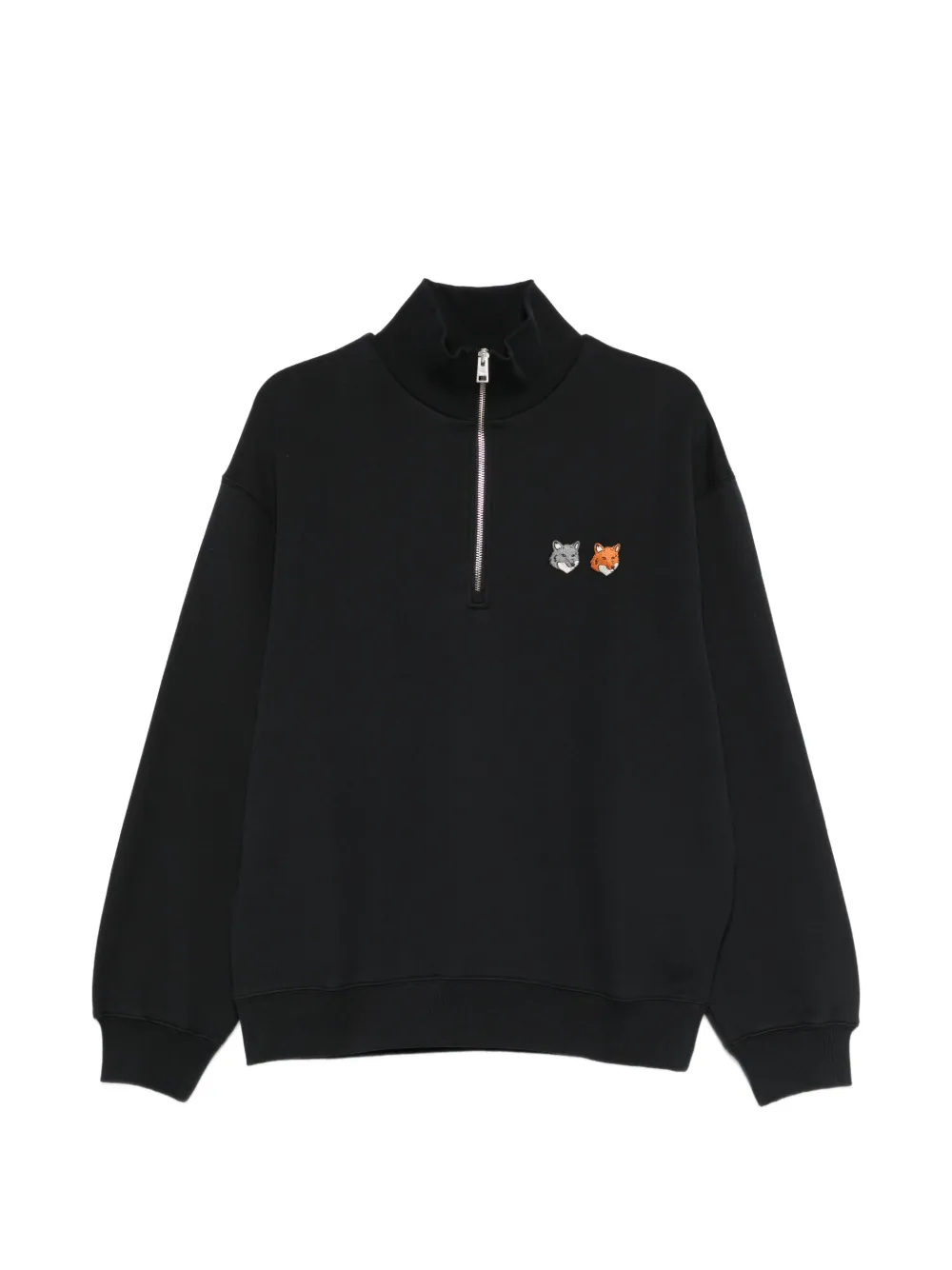 Maison Kitsuné Fox-head half-zip sweatshirt - Nero