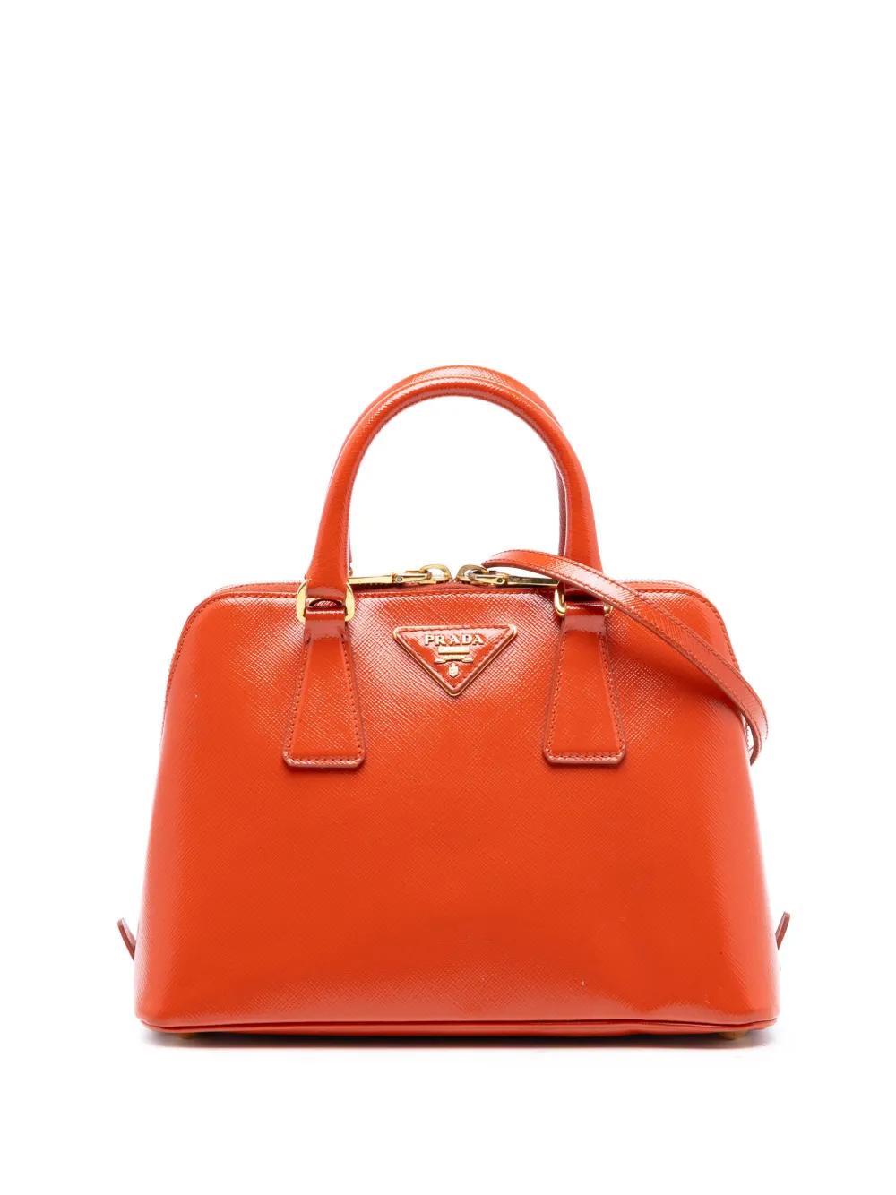 Prada Pre-Owned Borsa a tracolla Promenade piccola in pelle Saffiano verniciata 2010-2025 - Arancione