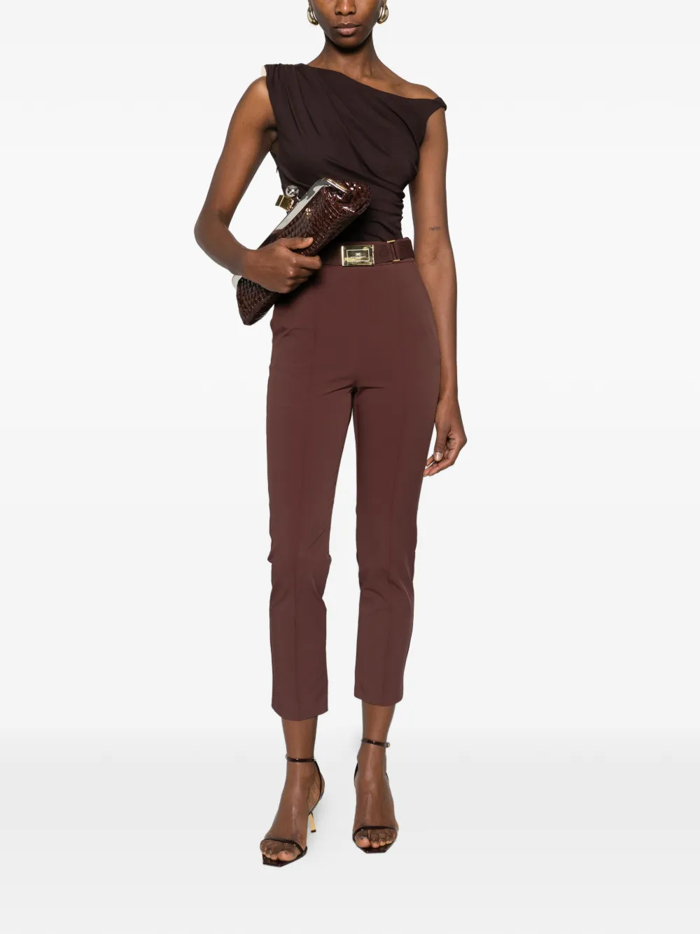 Elisabetta Franchi Broek met ceintuur Bruin