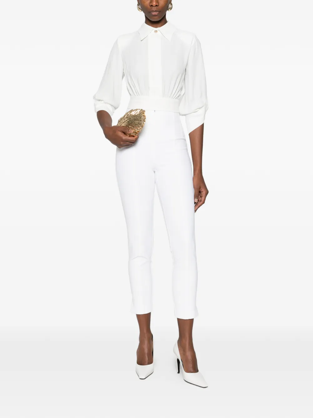  Elisabetta Franchi Open-back Collared Blouse - White 