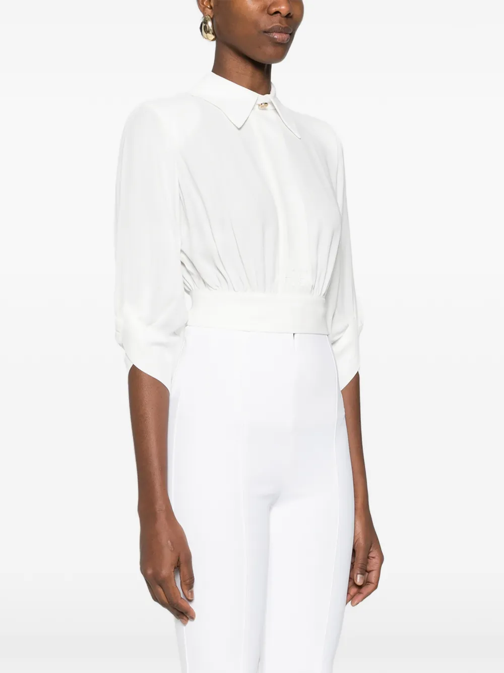 Elisabetta Franchi Open-back Collared Blouse - White 