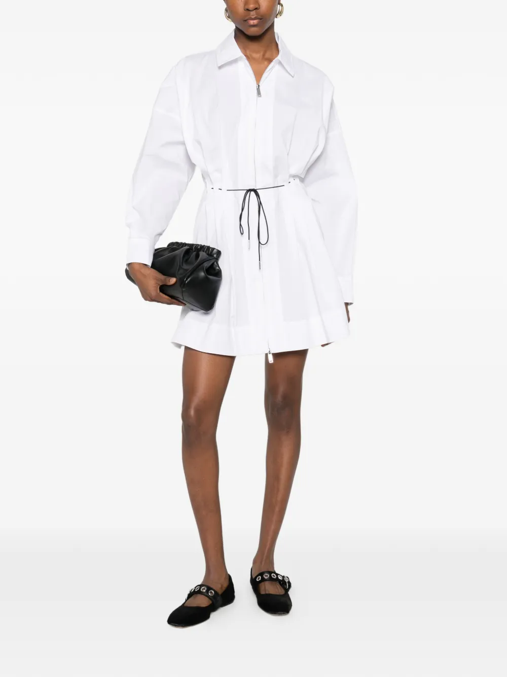  Staud Zip Drawstring Mini Dress - White 