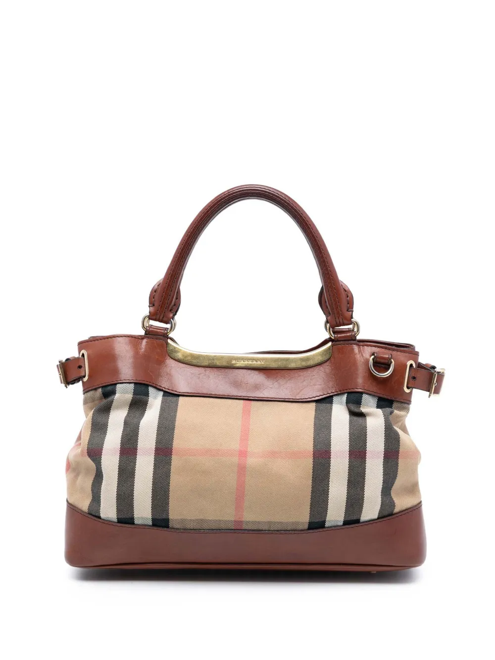 Burberry Pre-Owned 2000-2017 Small House Check Canvas Bridle Hepburn satchel - Marrone