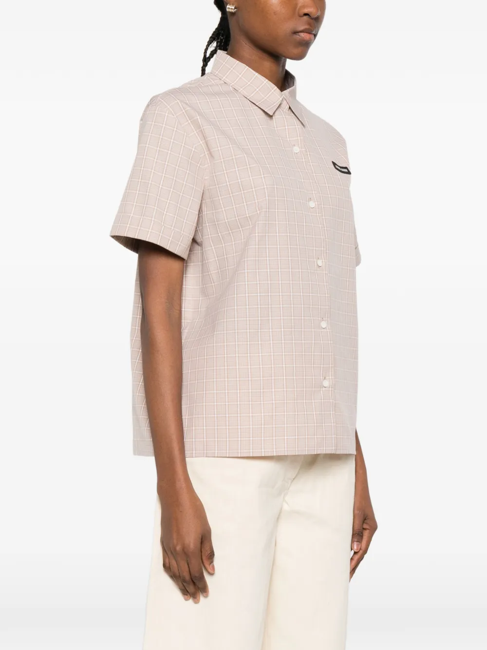 Miu Shirtjack met logopatch Beige