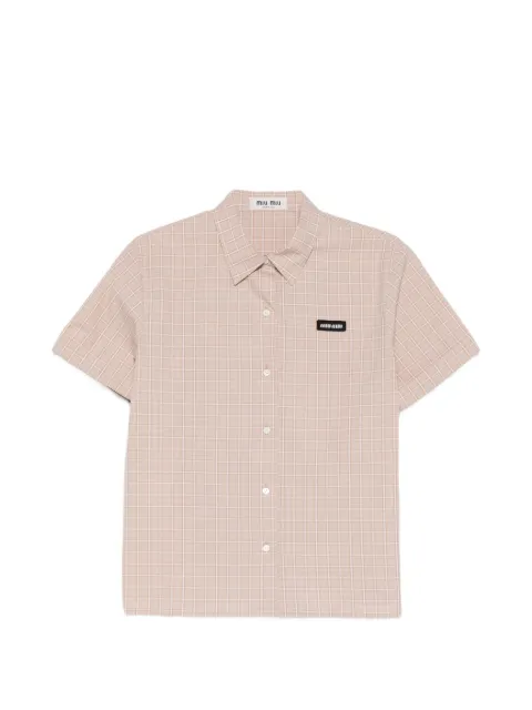 Miu Miu logo-patch checked shirt