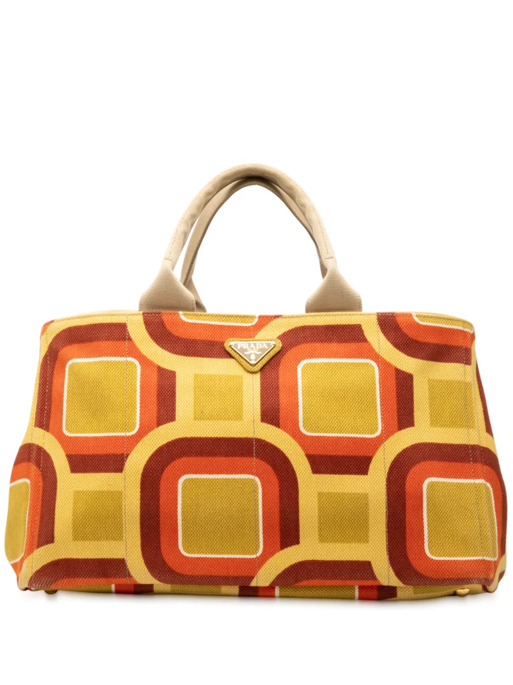 Prada Pre-Owned 2013-2025 Large Printed Canvas Canapa Soho satchel - Giallo