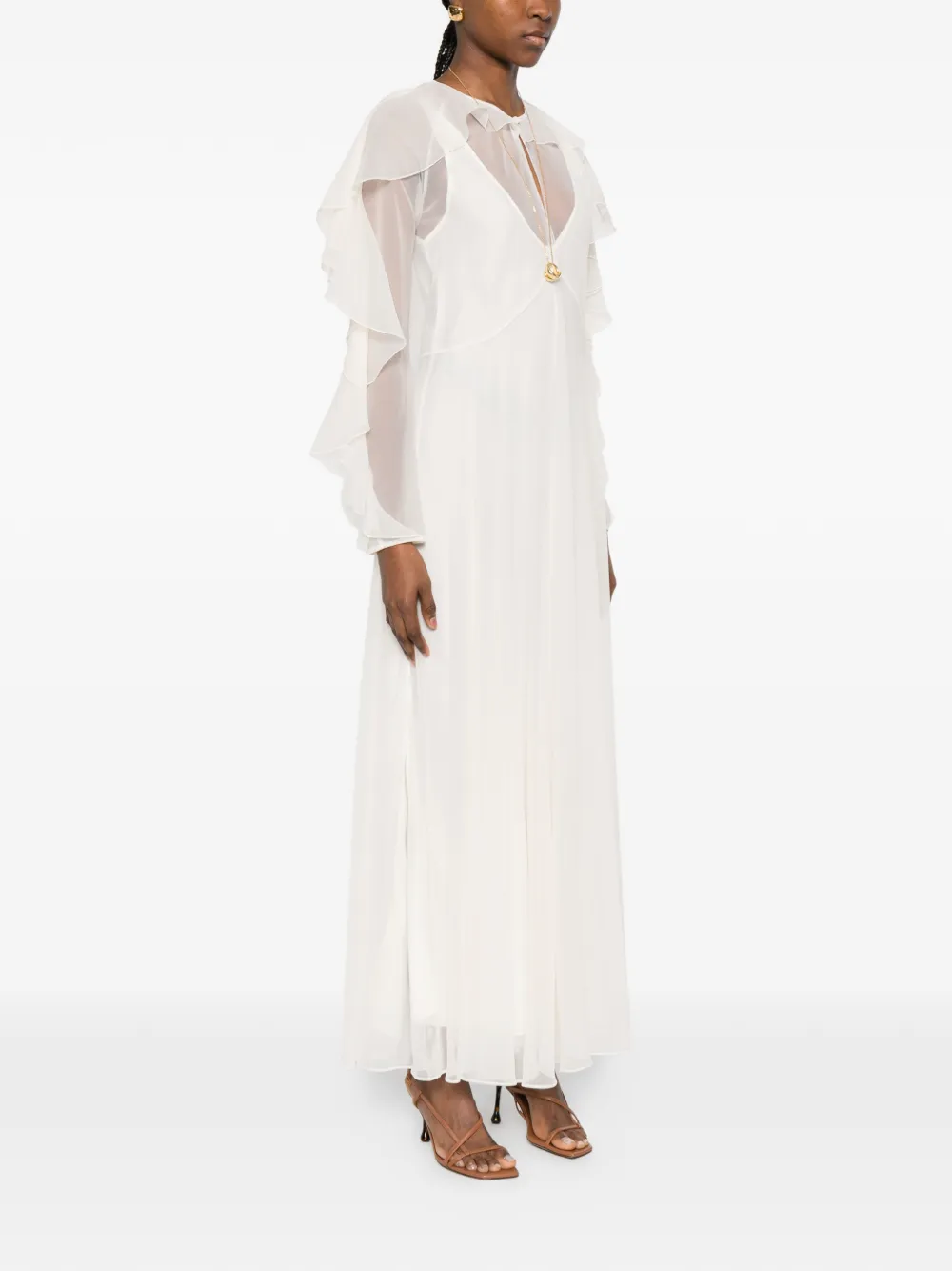 Forte Maxi-jurk met ruches Wit