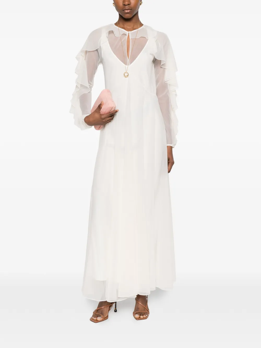 Forte Maxi-jurk met ruches Wit