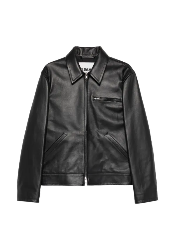 JIL SANDER レザージャケット Jil Sander ジップアップ ジャケット | ブラック | FARFETCH JP