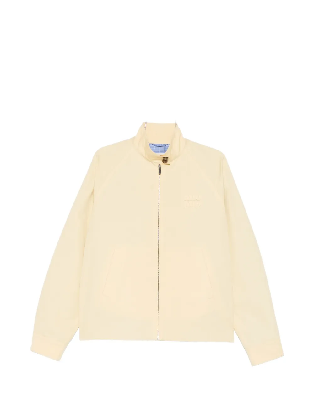 Miu Miu Logo-lettering Jacket In Neutral