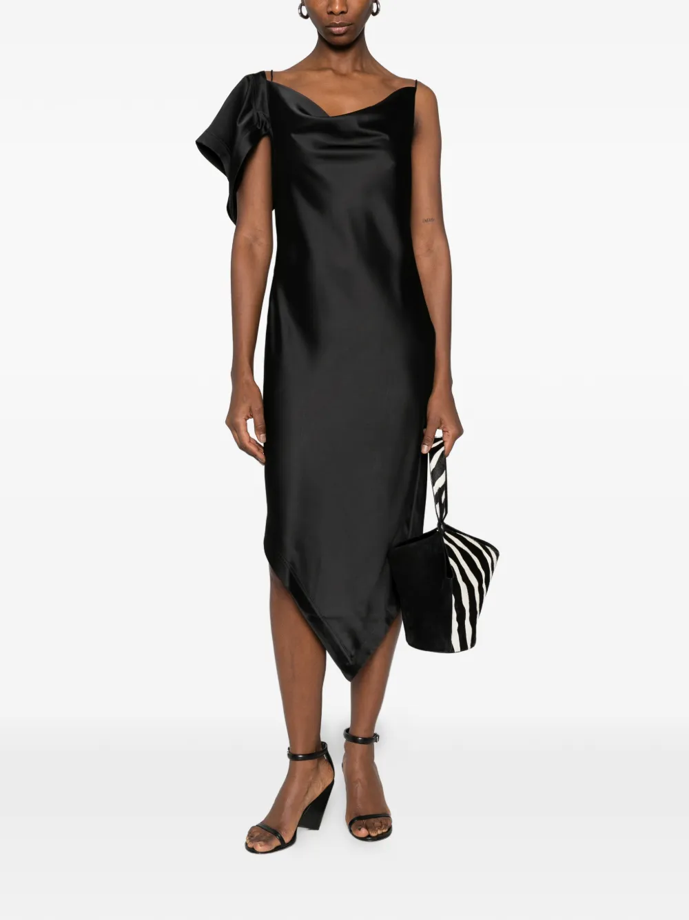IRO Thiana asymmetrische midi-jurk Zwart