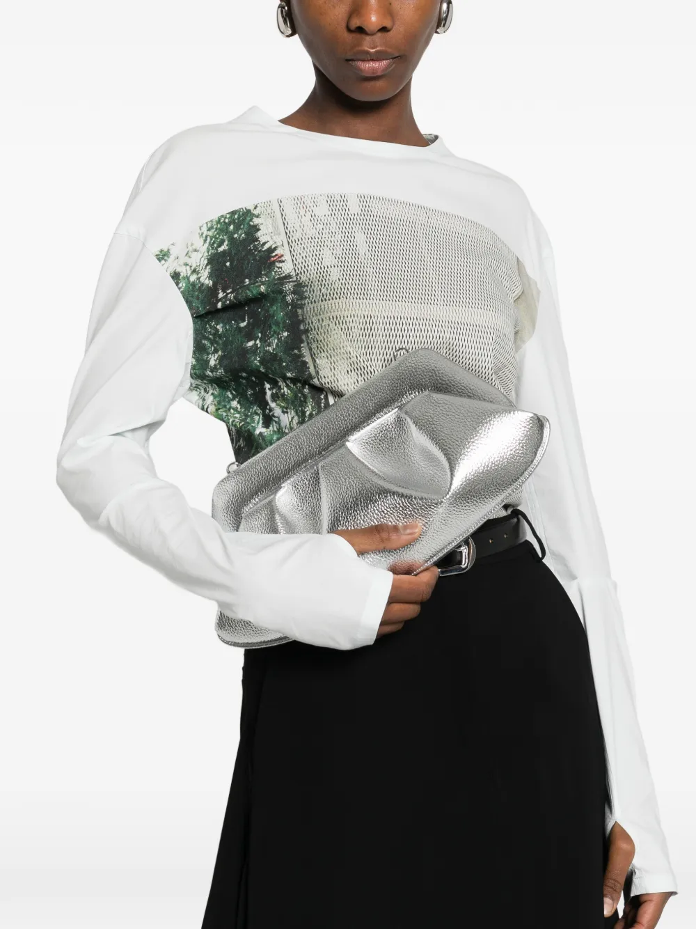  Themoirè Bios Clutch Bag - Silver 