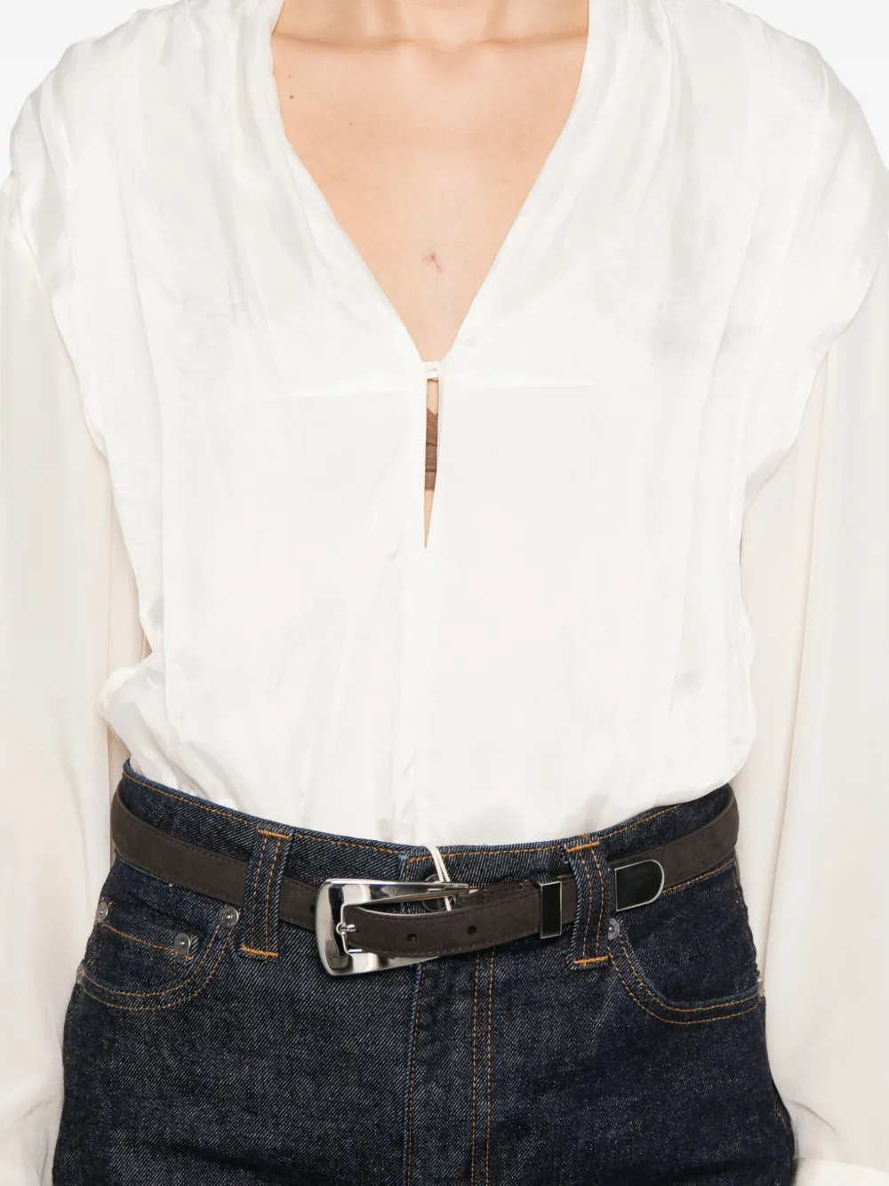 Victoria Beckham Blouse met manchetdetail Beige