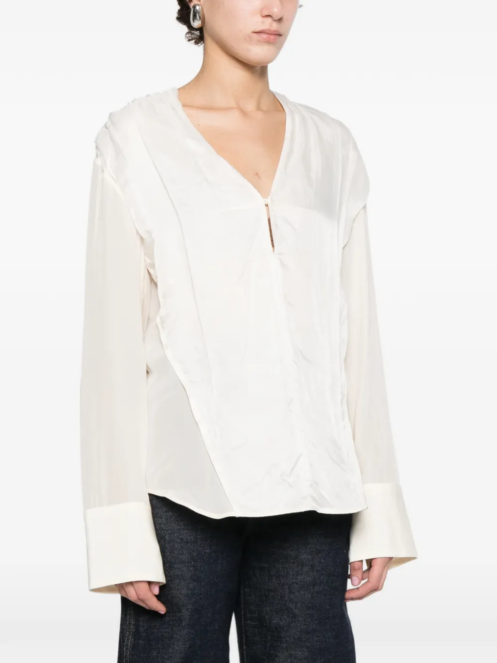 Victoria Beckham Blouse met manchetdetail Beige