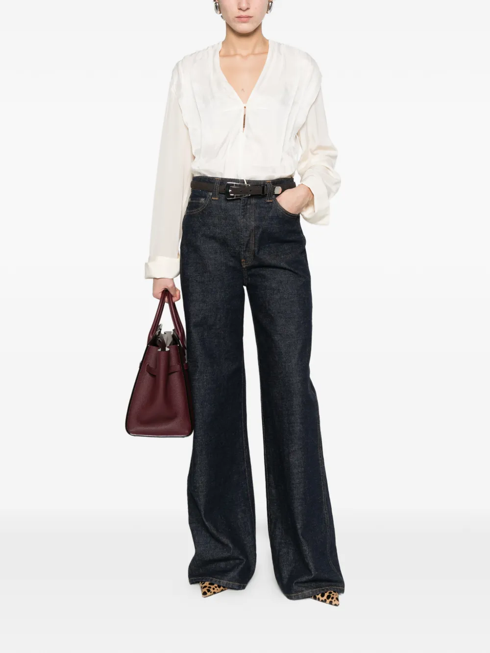 Victoria Beckham Blouse met manchetdetail Beige