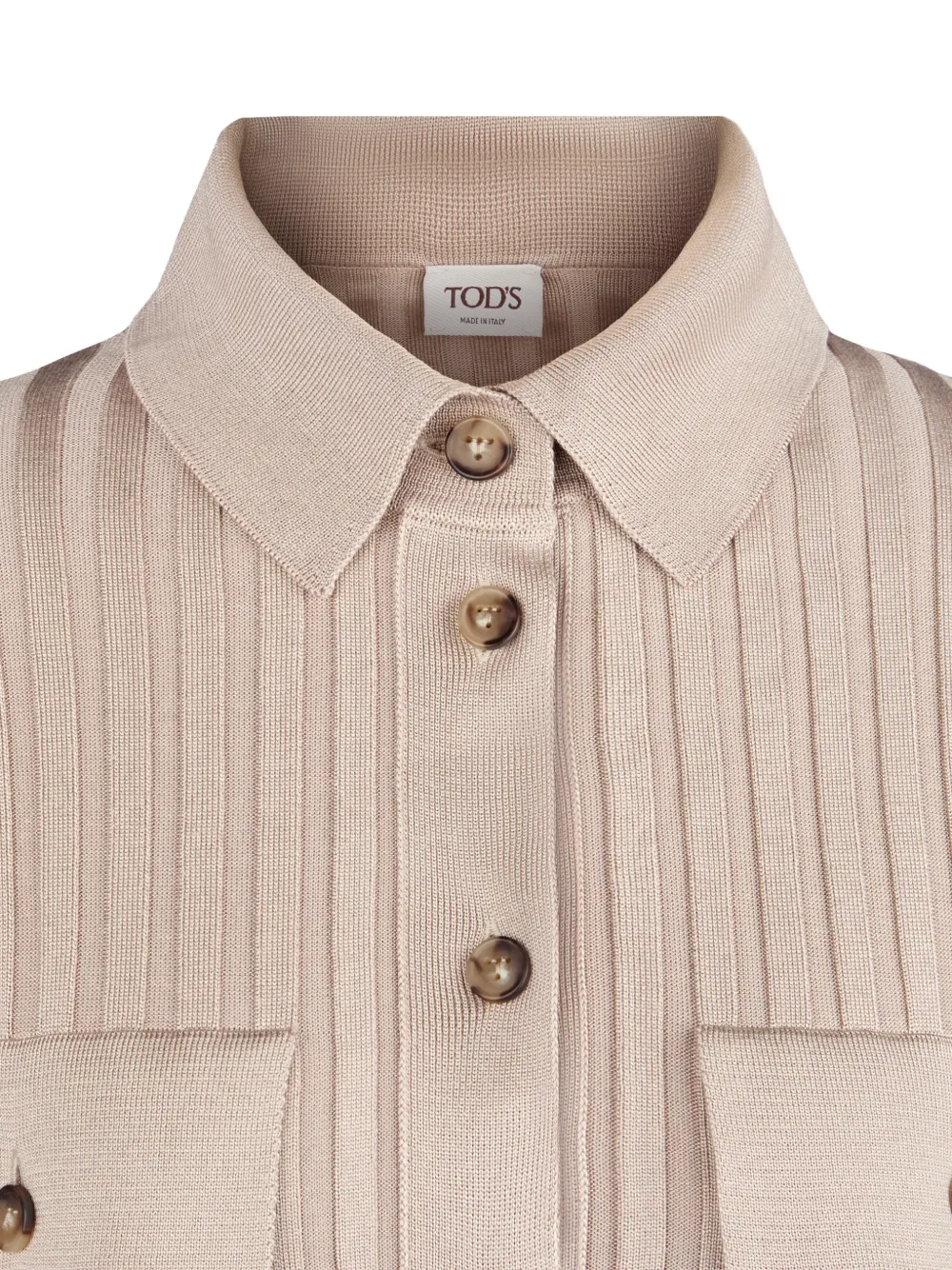 Tod's Geribbeld vest met borstzak Beige