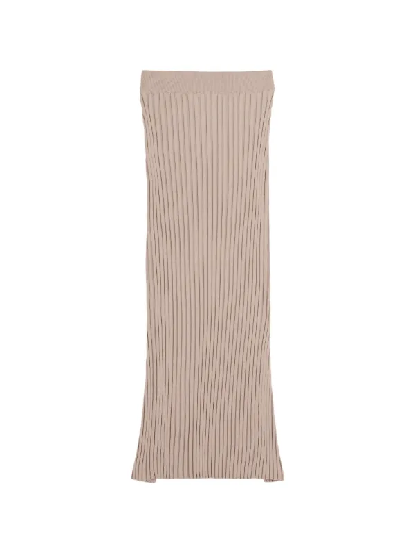 Tod's Ribbed-knit Midi Skirt in Neutrals