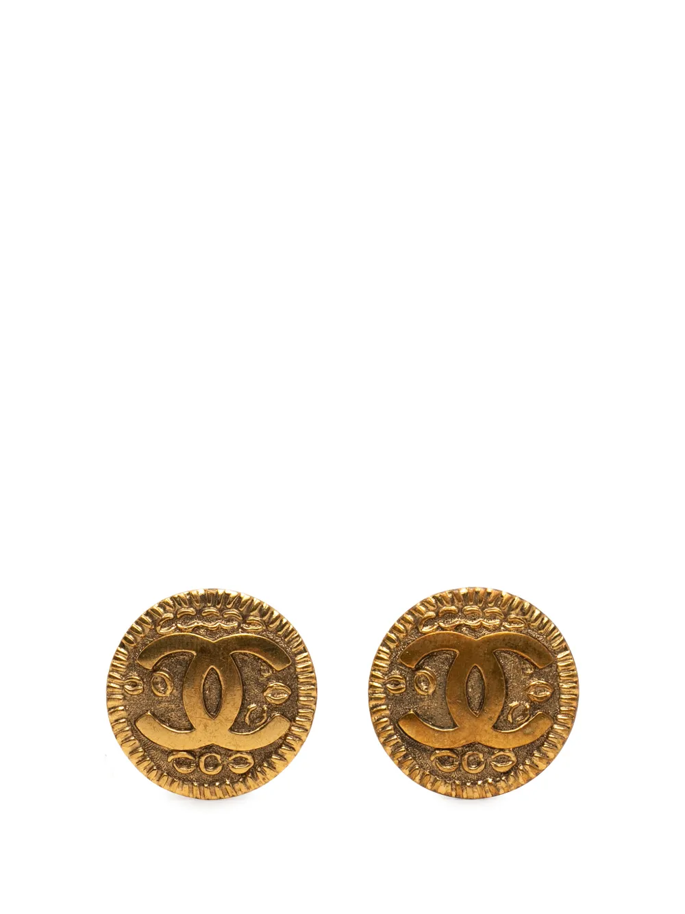 CHANEL Pre-Owned 1997 CC Gold Plated Round Clip On Earrings costume earrings - Oro