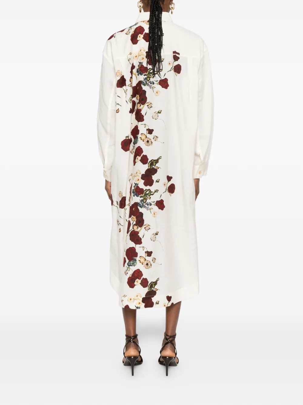 KHAITE Gloria blousejurk met bloemenprint Beige