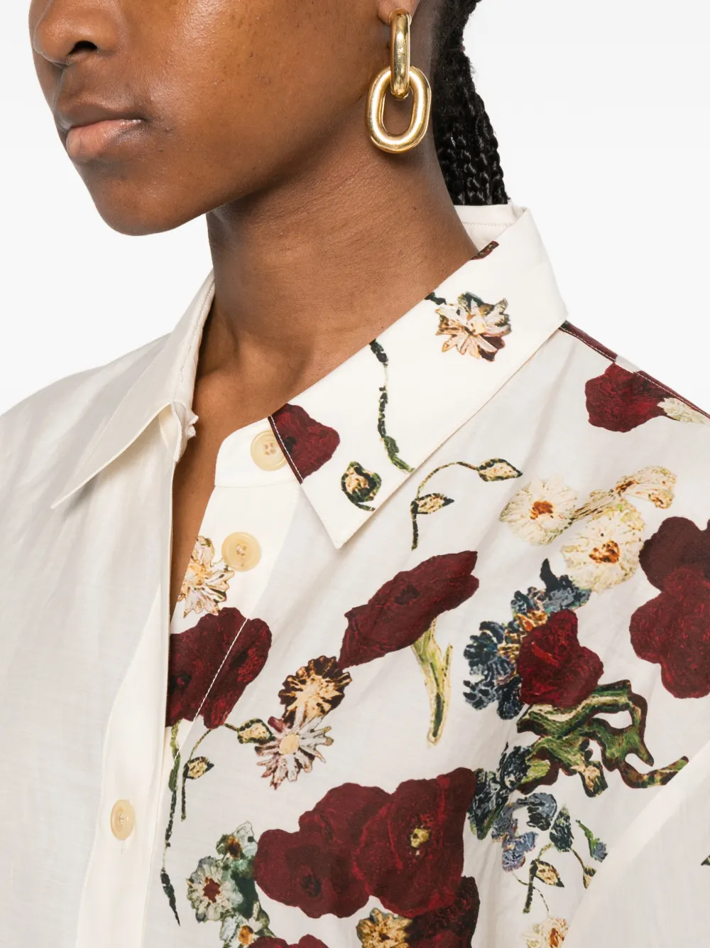 KHAITE Gloria blousejurk met bloemenprint Beige