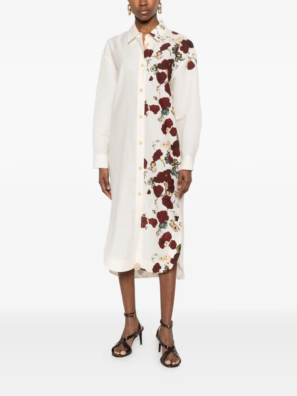 KHAITE Gloria blousejurk met bloemenprint Beige